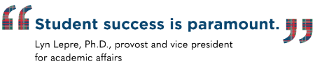 "Student success is paramount." Lyn Lepre, Ph.D. provost and vice president for academic affairs