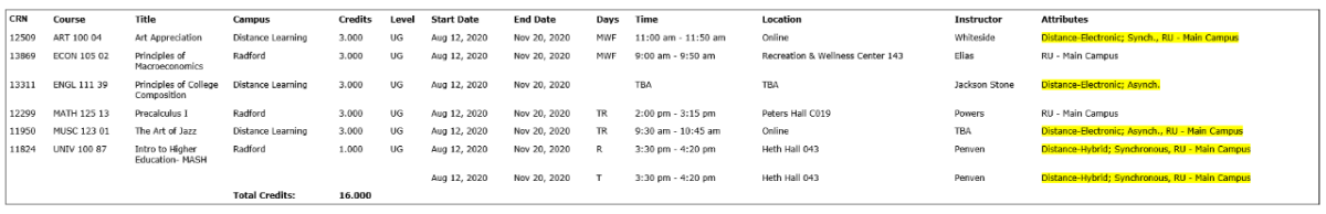 Student Schedule