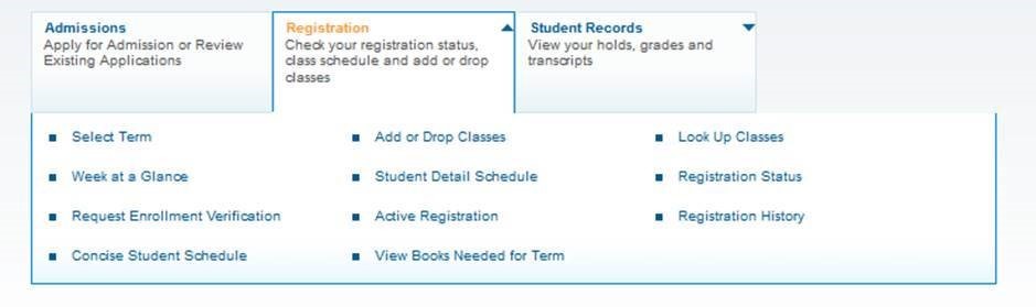 Registration menu